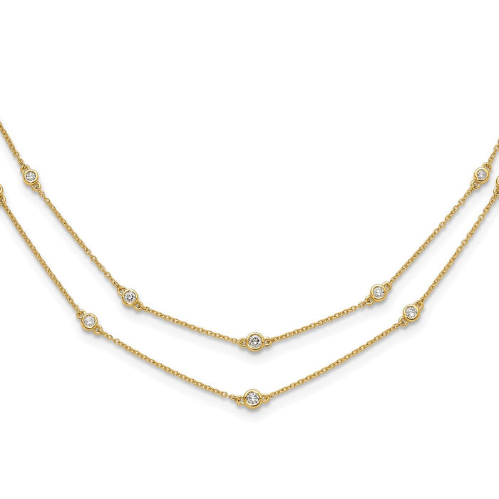 Shop Stylish 14K Gold Multi-Station Double Strand Diamond Necklace - Luxury Design-1