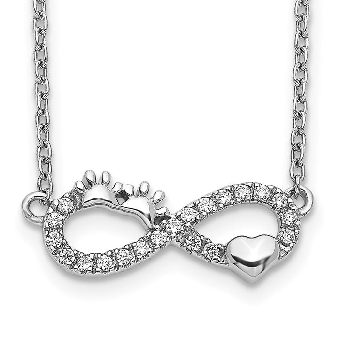 Buy 14K White Gold Diamond Infinity Paw Print Heart Necklace - 18 Inch, Stylish!-1