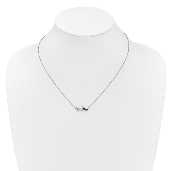 Buy Exclusive 14K White Gold 18-Inch Necklace with Black Diamond Cat Design-3