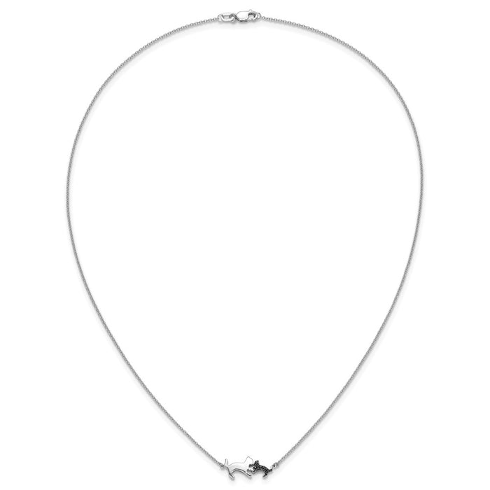 Buy Exclusive 14K White Gold 18-Inch Necklace with Black Diamond Cat Design-4