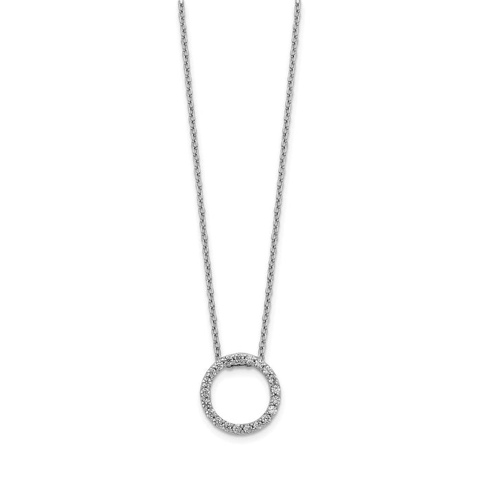 Exclusive 14K White Gold Diamond Circle Pendant Necklace - 18" Length, Affordable Price-2
