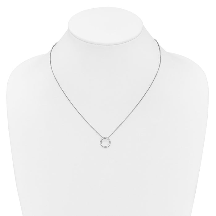 Exclusive 14K White Gold Diamond Circle Pendant Necklace - 18" Length, Affordable Price-3
