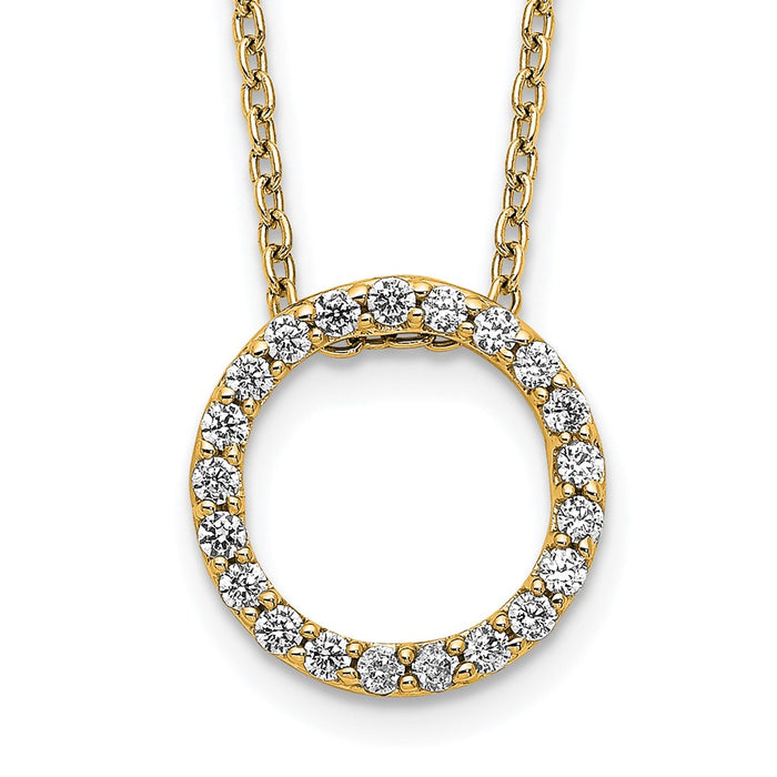 Exclusive 14K Gold Diamond Circle Pendant Necklace - 18 Inch, Stylish Value-1