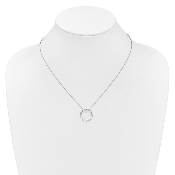 Buy 14K White Gold Diamond Circle Pendant Necklace - 18" Stylish & Affordable-3
