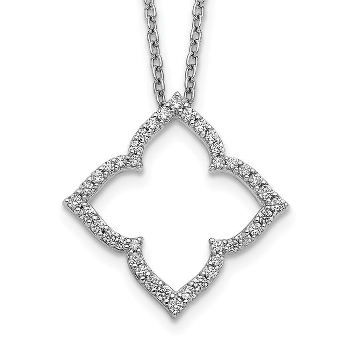 High-Quality 14K White Gold Diamond Necklace - 18 Inch Length, Stylish Value-1