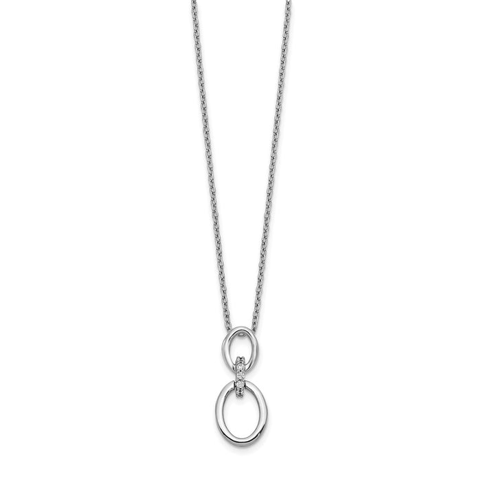 Exclusive 14K White Gold Diamond Oval Pendant Necklace - Stylish 18 Inch Length-2