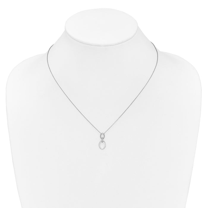 Exclusive 14K White Gold Diamond Oval Pendant Necklace - Stylish 18 Inch Length-3