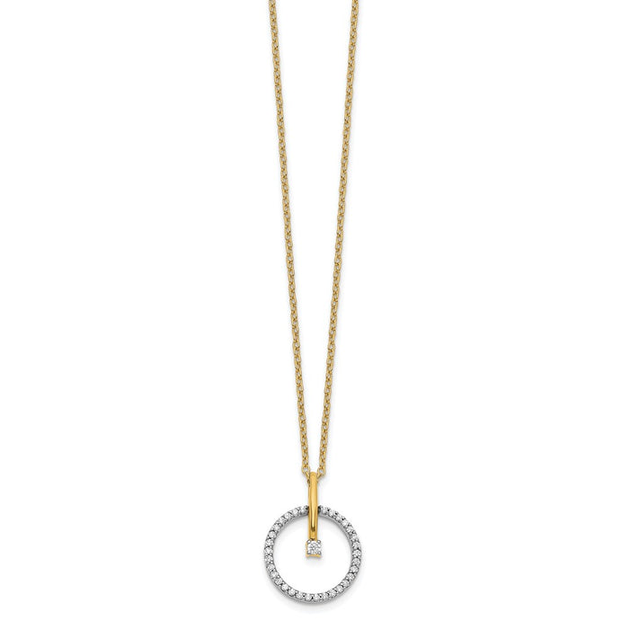 Shop Exclusive 14K Two-Tone Gold Diamond Circle Necklace - 18" Length, Stylish Value!-2