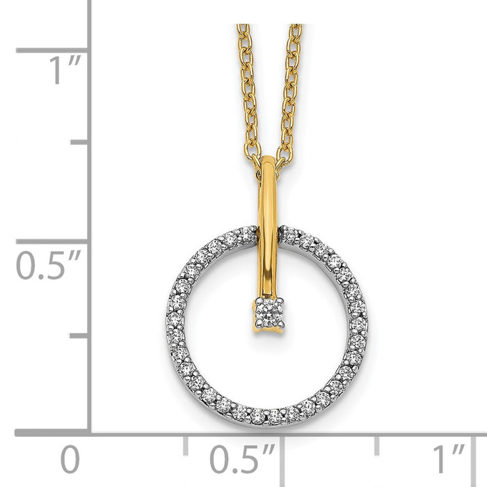 Shop Exclusive 14K Two-Tone Gold Diamond Circle Necklace - 18" Length, Stylish Value!-3