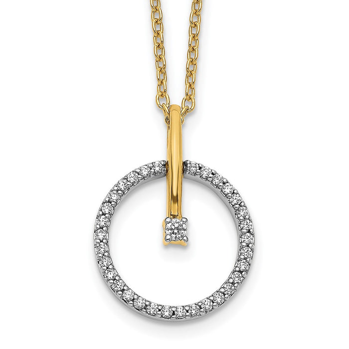 Shop Exclusive 14K Two-Tone Gold Diamond Circle Necklace - 18" Length, Stylish Value!-1