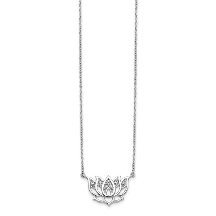 Buy 14K White Gold Diamond Lotus Flower Necklace - 18" Length, Stylish Value-2