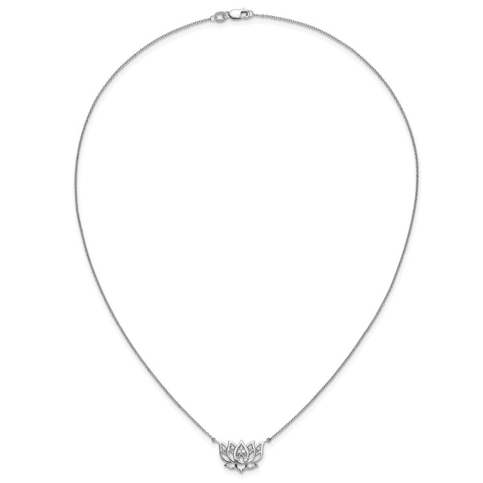 Buy 14K White Gold Diamond Lotus Flower Necklace - 18" Length, Stylish Value-4
