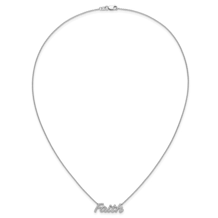 Buy 14K White Gold 18-Inch Diamond Faith Necklace - Stylish Luxury Jewelry-4