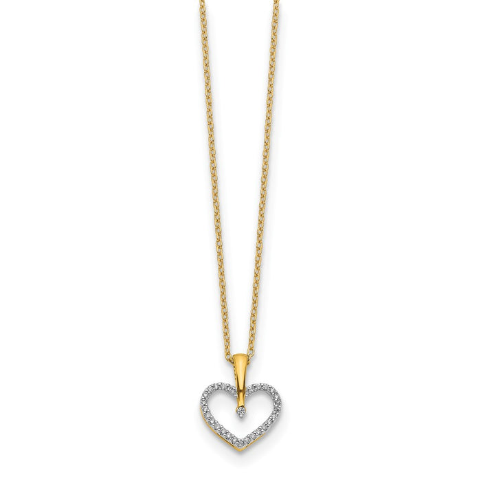 Exclusive 14K Yellow Gold Heart Pendant Necklace with Diamonds - Stylish Value!-2