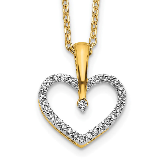 Exclusive 14K Yellow Gold Heart Pendant Necklace with Diamonds - Stylish Value!-1