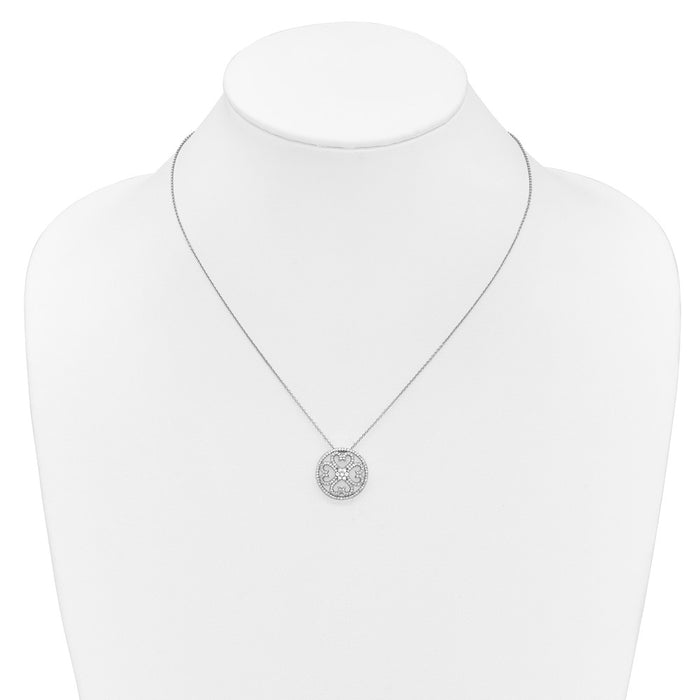 Shop 14K White Gold Vintage Heart Pendant Necklace with Diamonds - Stylish Value-3