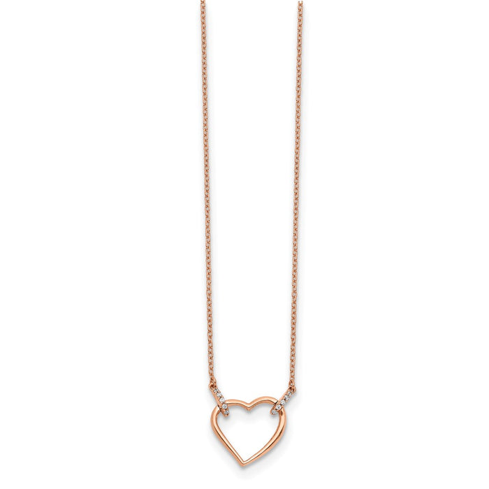 Shop Exclusive 14K Rose Gold Heart Necklace with Diamonds - 18 Inch Length, Stylish-2