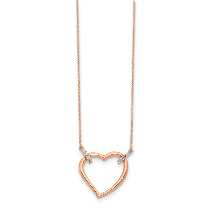 Shop 14K Rose Gold Heart Necklace with Diamonds - 18 Inch, Stylish Value!-2