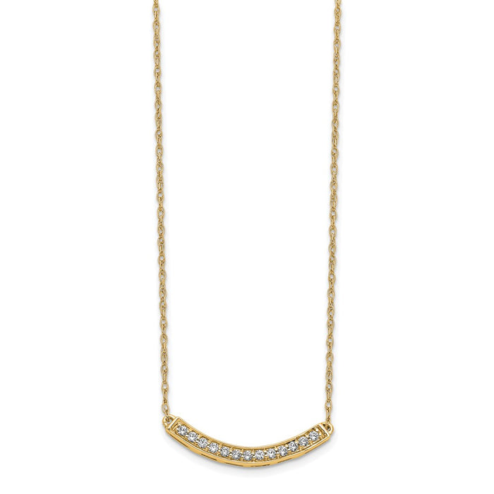 Exclusive 14K Gold Diamond Curved Bar Necklace - 18 Inch Length, Stylish Design-2