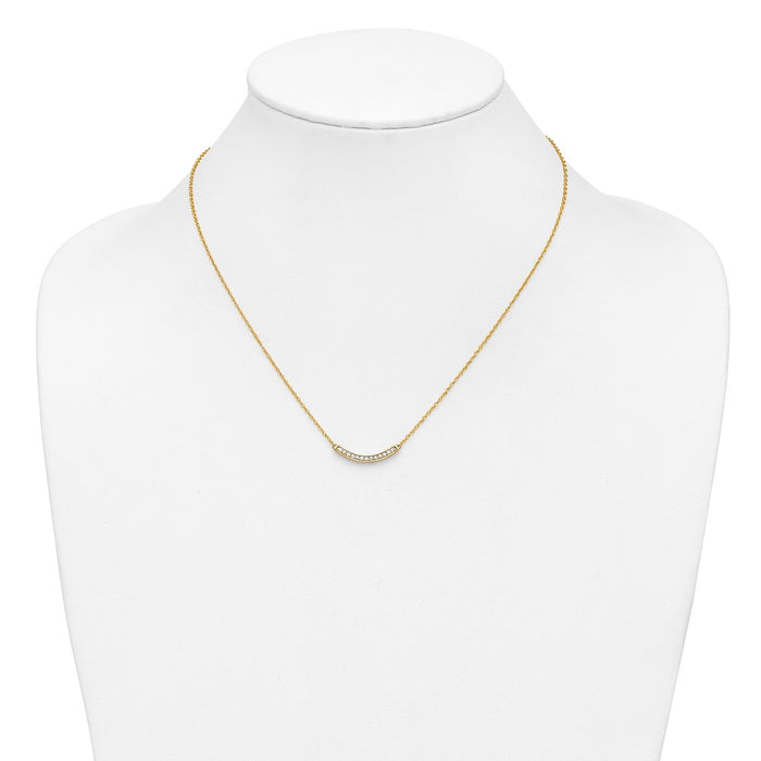 Exclusive 14K Gold Diamond Curved Bar Necklace - 18 Inch Length, Stylish Design-3
