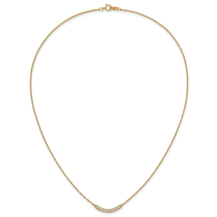 Exclusive 14K Gold Diamond Curved Bar Necklace - 18 Inch Length, Stylish Design-4