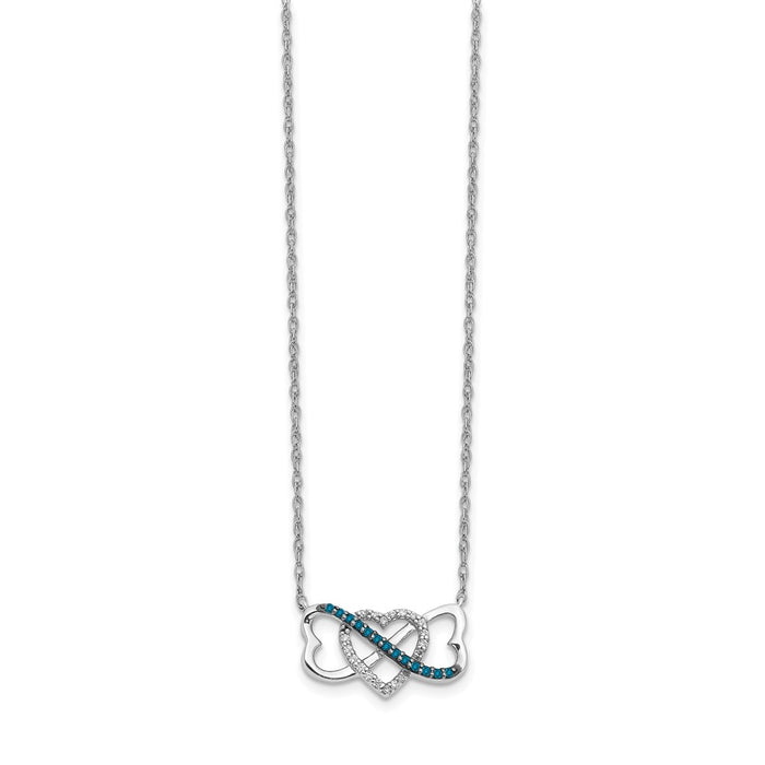 Exclusive 14K White Gold Triple Heart Necklace - 17", Blue & White Diamonds-2