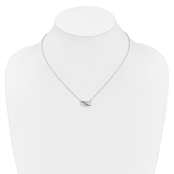 Exclusive 14K White Gold Triple Heart Necklace - 17", Blue & White Diamonds-3