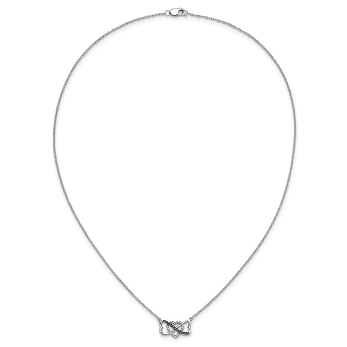 Exclusive 14K White Gold Triple Heart Necklace - 17", Blue & White Diamonds-4