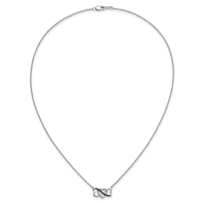 Exclusive 14K White Gold Triple Heart Necklace - 17" with Black & White Diamonds-4