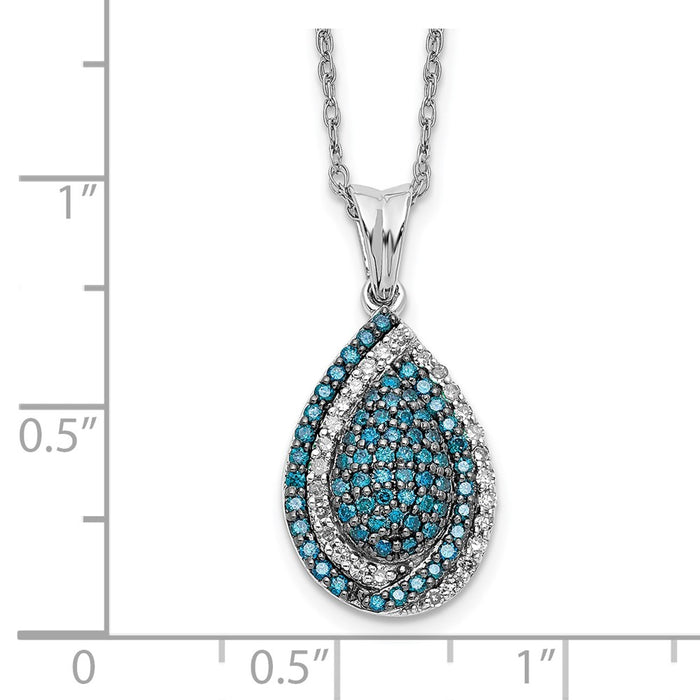 Shop Exclusive 14K White Gold Teardrop Necklace - 18" with Blue & White Diamonds-3