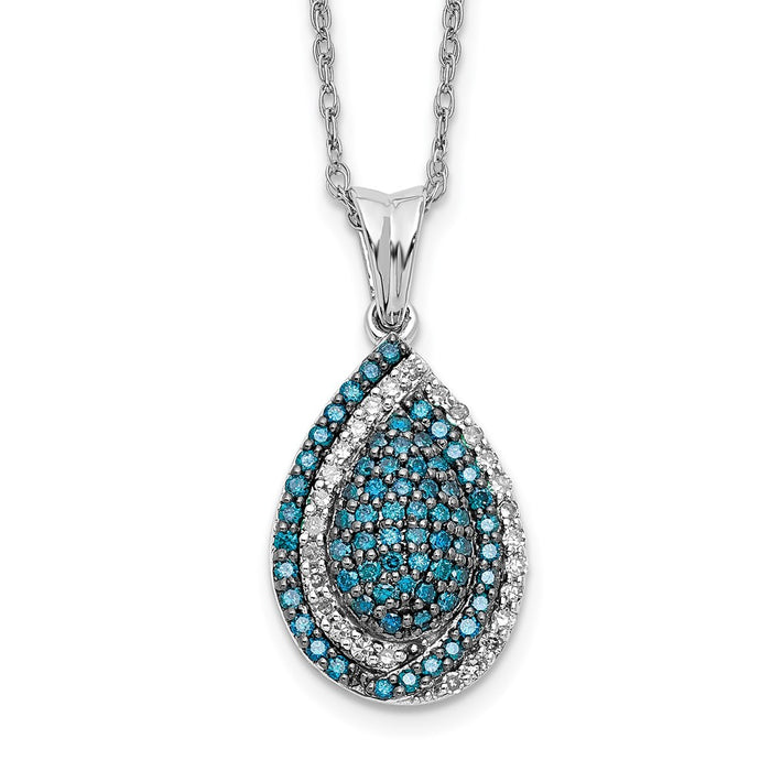 Shop Exclusive 14K White Gold Teardrop Necklace - 18" with Blue & White Diamonds-1