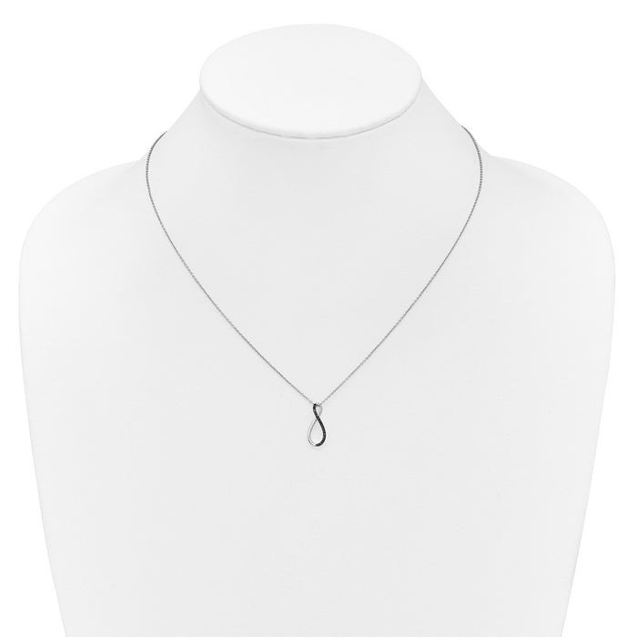 Shop 14K White Gold 18-Inch Necklace with Black Diamonds - Stylish Luxury!-3