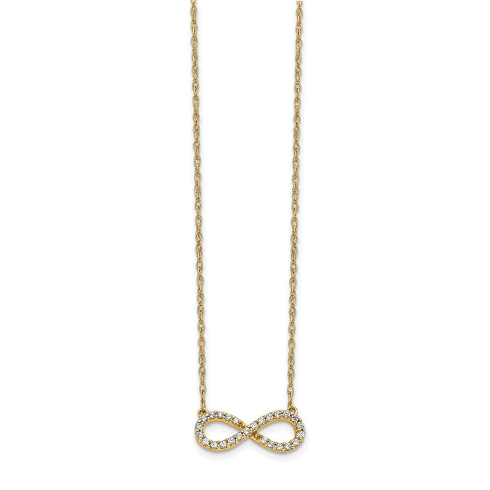 Shop Stylish 14K Yellow Gold Infinity Necklace with Diamond Accent, 18"-2
