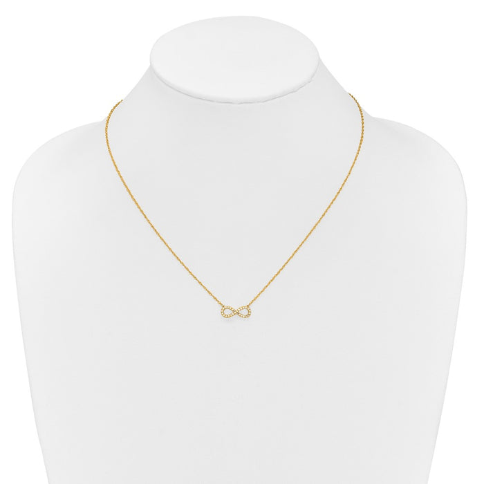 Shop Stylish 14K Yellow Gold Infinity Necklace with Diamond Accent, 18"-3