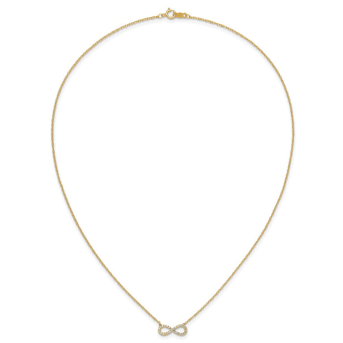 Shop Stylish 14K Yellow Gold Infinity Necklace with Diamond Accent, 18"-4