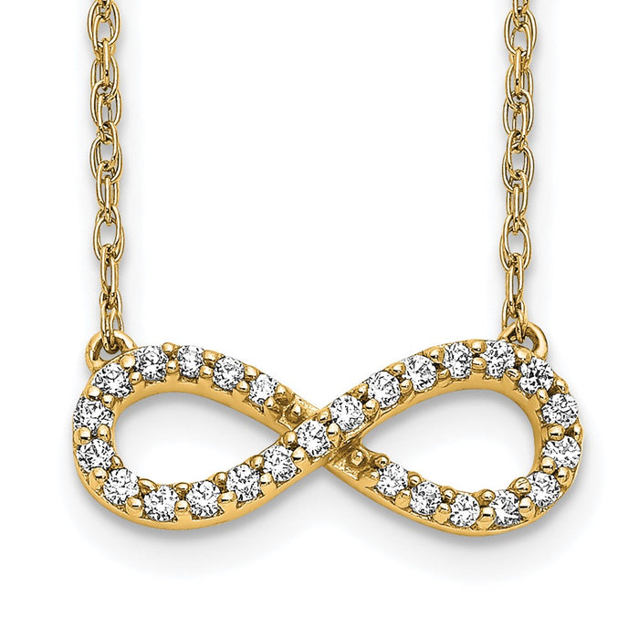 Shop Stylish 14K Yellow Gold Infinity Necklace with Diamond Accent, 18"-1