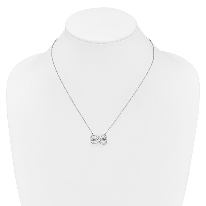 Shop 14K White Gold Double Infinity Necklace - 18" with Diamonds, Stylish Value!-3