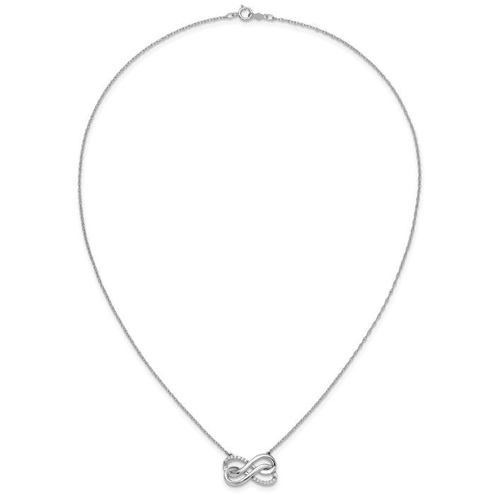 Shop 14K White Gold Double Infinity Necklace - 18" with Diamonds, Stylish Value!-4