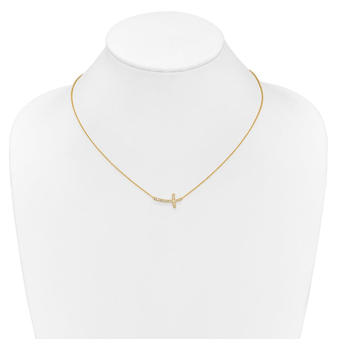 Buy Stylish 14K Gold Diamond Sideways Cross Necklace - 18 Inches Luxury Value-3
