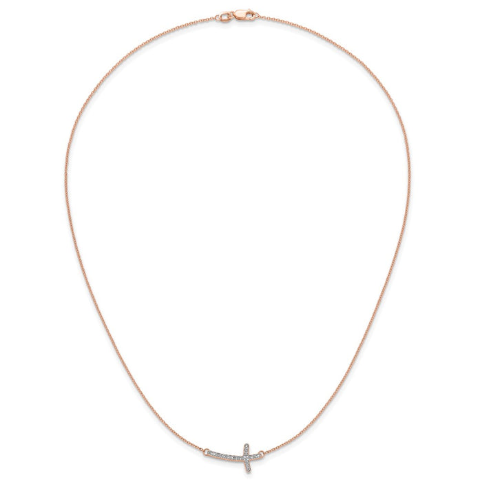 Shop Stylish 14K Rose Gold Diamond Sideways Cross Necklace - 18 Inch Length-4