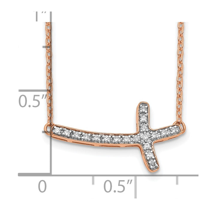 Shop Stylish 14K Rose Gold Diamond Sideways Cross Necklace - 18 Inch Length-5