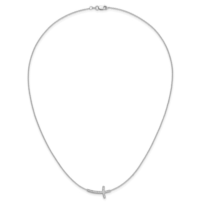 Shop Exclusive 14K White Gold 18-Inch Diamond Sideways Cross Necklace-4