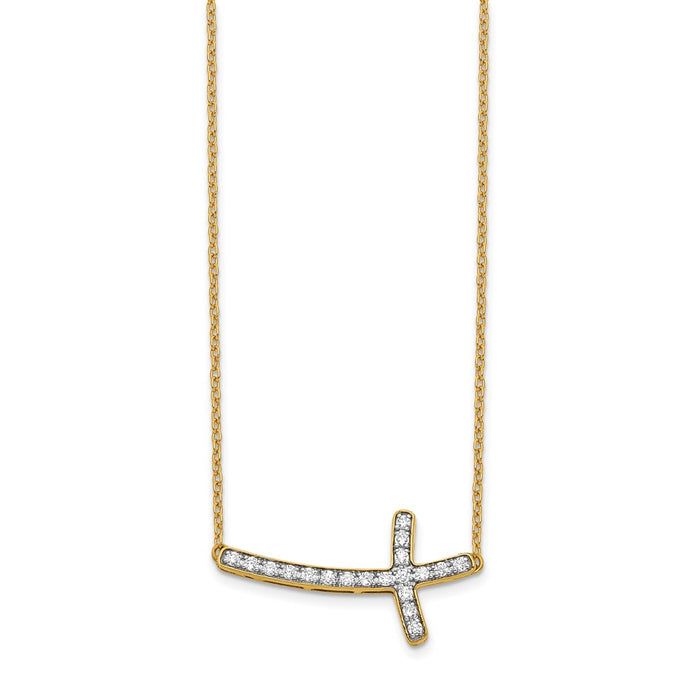 Shop 14K Gold Sideways Cross Necklace with Diamonds - 18 Inches, Affordable Luxury-2