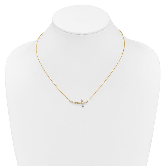 Shop 14K Gold Sideways Cross Necklace with Diamonds - 18 Inches, Affordable Luxury-3
