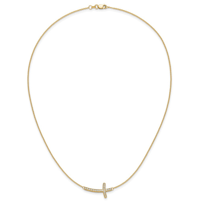 Shop 14K Gold Sideways Cross Necklace with Diamonds - 18 Inches, Affordable Luxury-4