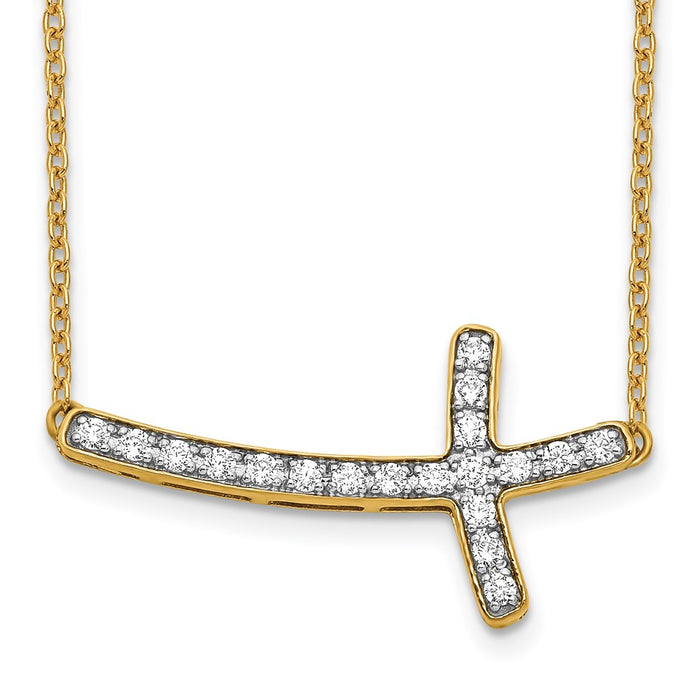 Shop 14K Gold Sideways Cross Necklace with Diamonds - 18 Inches, Affordable Luxury-1