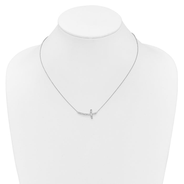 Shop Designer 14K White Gold Diamond Sideways Cross Necklace - 18" Stylish Value-3