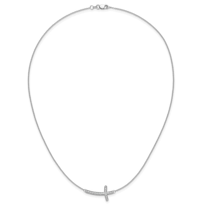 Shop Designer 14K White Gold Diamond Sideways Cross Necklace - 18" Stylish Value-4