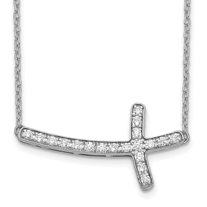 Shop Designer 14K White Gold Diamond Sideways Cross Necklace - 18" Stylish Value-1