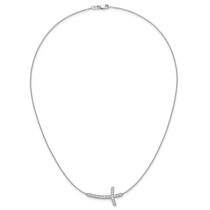Shop Stylish 14K White Gold 18-Inch Diamond Sideways Cross Necklace-4